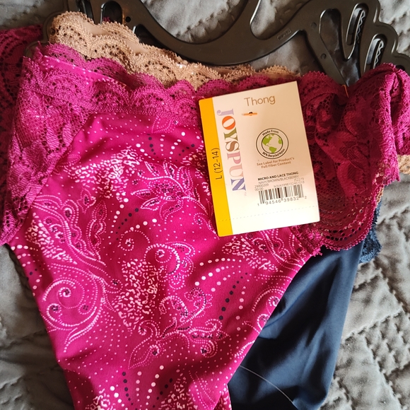 Joyspun Other - New 3 Pack Large.Women's Lace Thong - Fuchsia and Tan